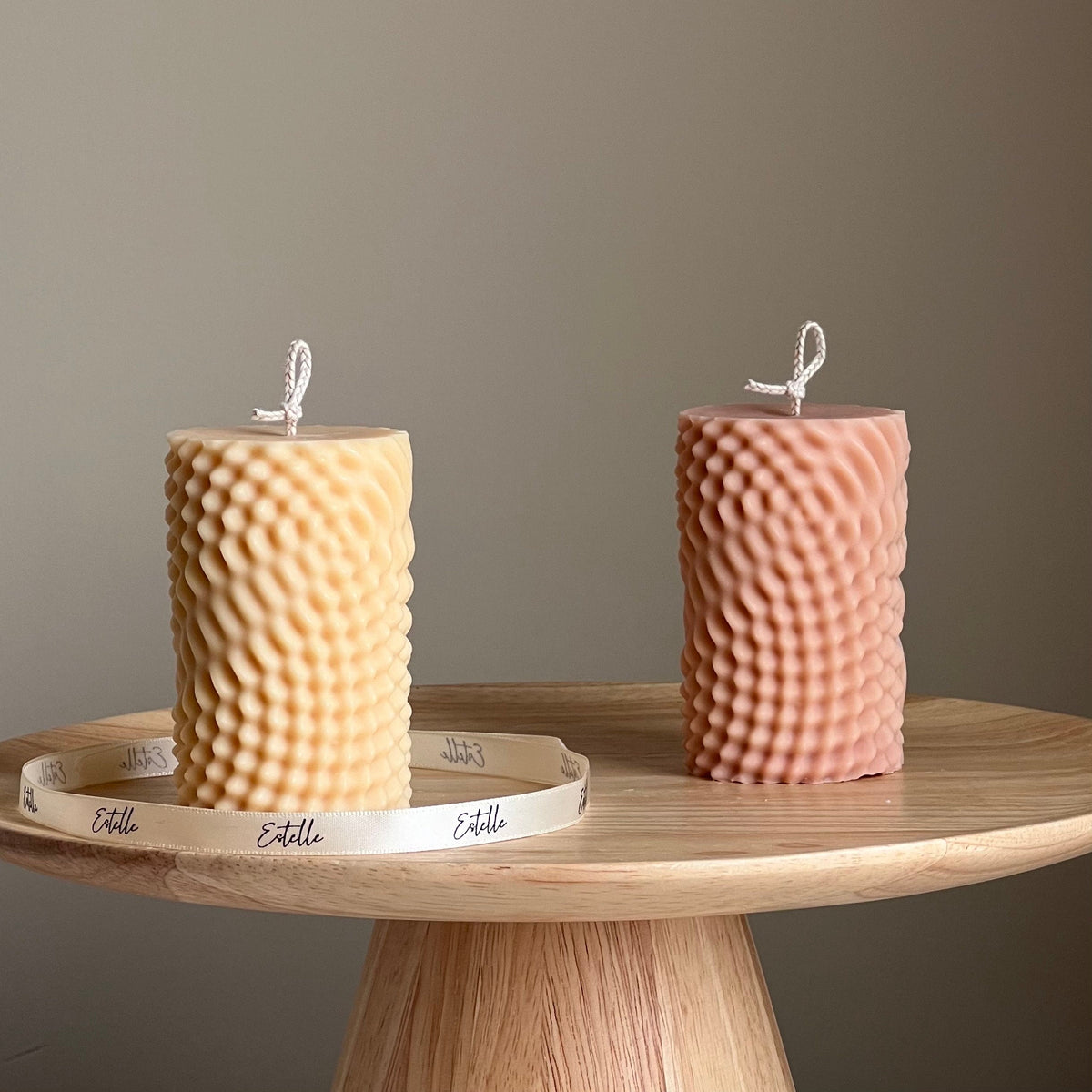 Geometric Soy Pillar Candle: Minimalist Home Decor
