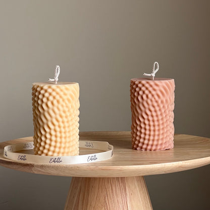 Geometric Soy Pillar Candle: Minimalist Home Decor