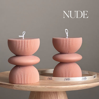 Geometric Soy Pillar Candle: Sculptural Home Decor
