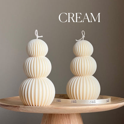 Ribbed Wavy Soy Pillar Candle | Sculptural Home Decor