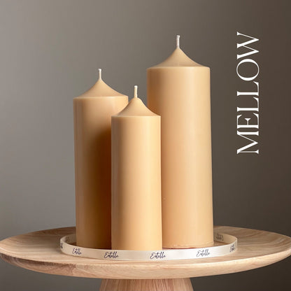 Bougie pilier artisanale en cire de soja : bougie décorative sans parfum
