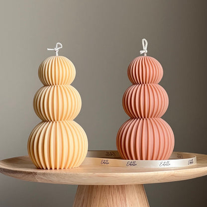 Ribbed Wavy Soy Pillar Candle | Sculptural Home Decor