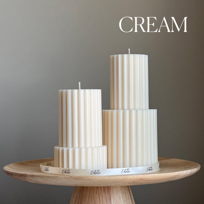 Handmade Ribbed Soy Wax Pillar Candle | Home Decor