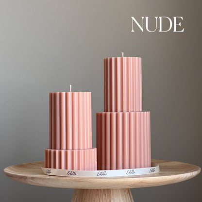 Handmade Ribbed Soy Wax Pillar Candle | Home Decor