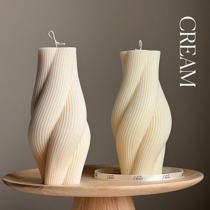 Twisted Rope Soy Pillar Candle: Sculptural Home Decor