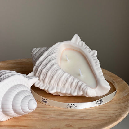 Bougie en cire de soja Coquillage | Récipient en Jesmonite, Faite à la main