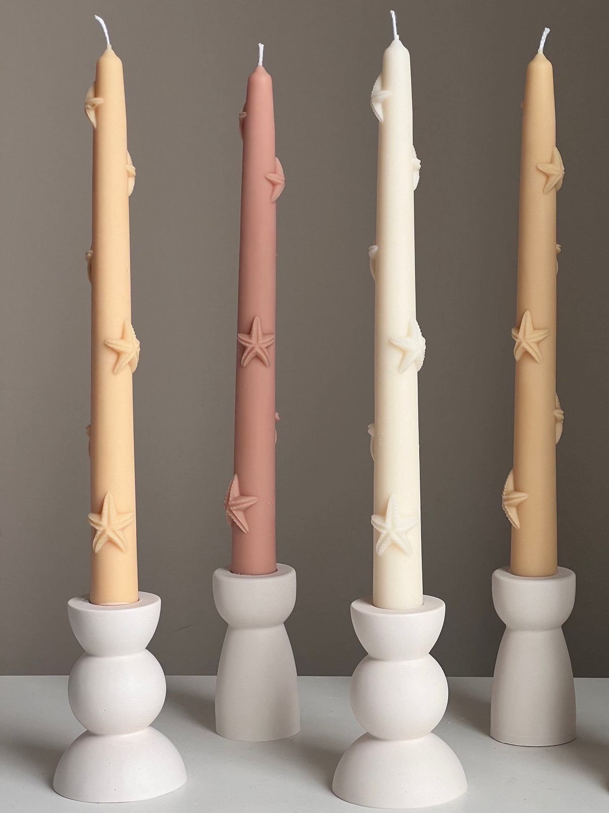 Handmade Starfish Soy Wax Taper Candle: Coastal Decor
