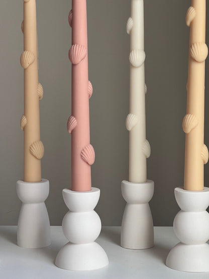 Shell Taper Candle: Handmade Soy Wax Dinner Candle