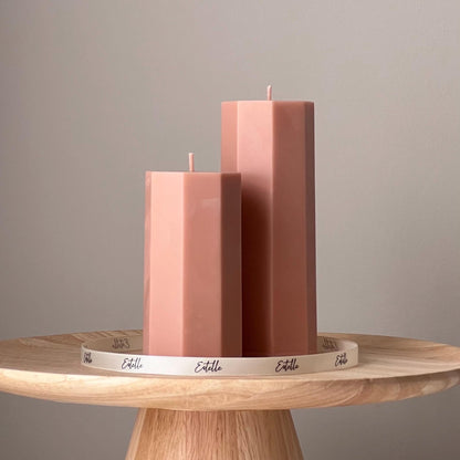 Hexagon Pillar Soy Wax Candle Set | Unscented Decorative Candles