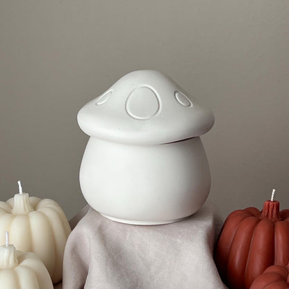 Mushroom Jar Soy Wax Candle: Handmade Jesmonite Vessel, Autumn Scent