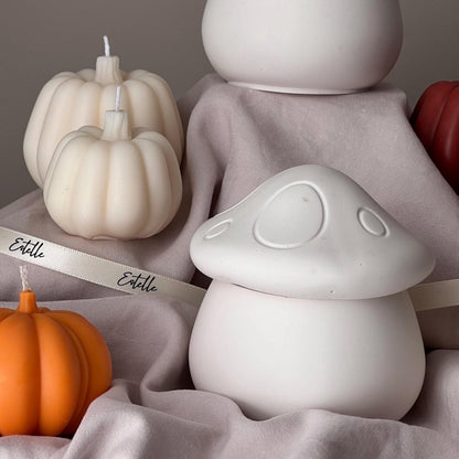 Mushroom Jar Soy Wax Candle: Handmade Jesmonite Vessel, Autumn Scent
