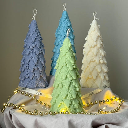 Grande bougie sapin de Noël : Décoration festive en cire de soja coulée à la main