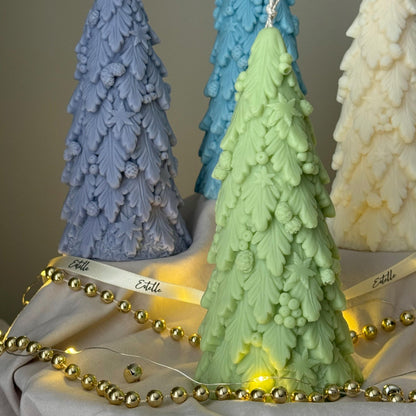 Grande bougie sapin de Noël : Décoration festive en cire de soja coulée à la main