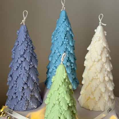 Grande bougie sapin de Noël : Décoration festive en cire de soja coulée à la main