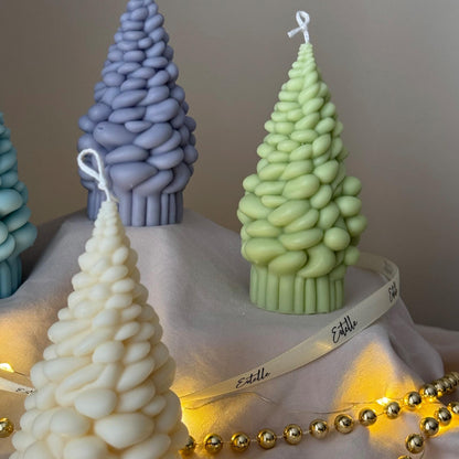 Handmade Snow Christmas Tree Soy Candle: Holiday Decor Gift