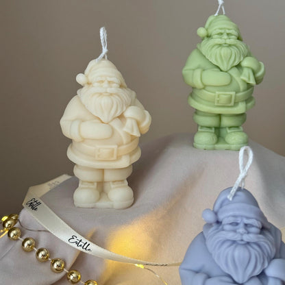 Hand Poured Santa Soy Candle: Christmas Decor Gift