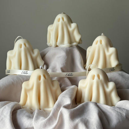 Handmade Halloween Ghost Candle: Sculptural Soy Wax Candle