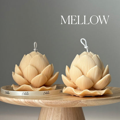 Bougie Lotus en Soja Faite à la Main : Cadeau Décoratif Sculptural pour la Maison