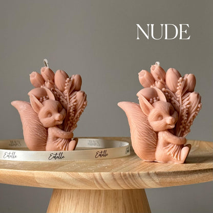 Bougie en Soja Écureuil Faite Main | Art Sculptural, Cadeau pour Amoureux des Animaux