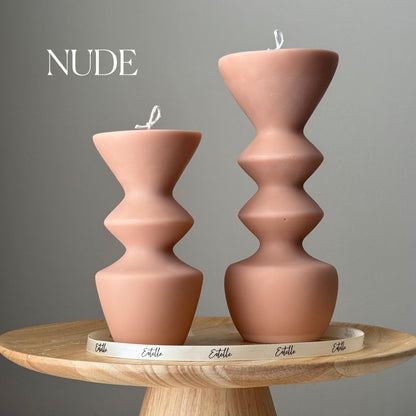 Hand Poured Soy Wax Candle Duo: Geometric Vase Pillar Candles