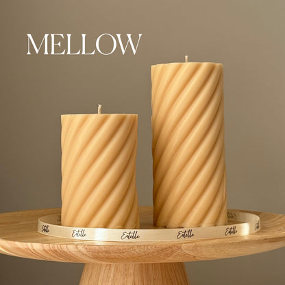 Handmade Swirl Soy Pillar Candle Duo: Sculptural Home Decor