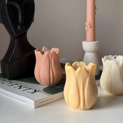 Hand Poured Tulip Soy Wax Candle | Sculptural Home Decor
