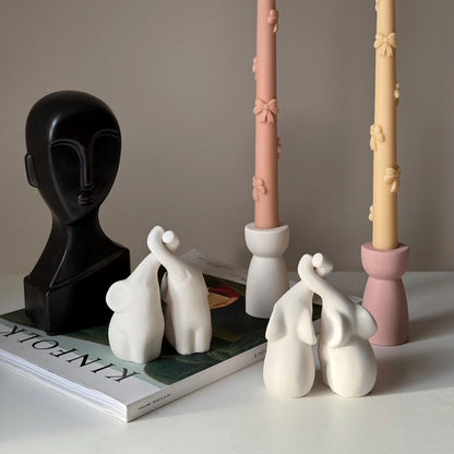 Couple d'éléphants en Jésmonite faits à la main | Décoration animale en pierre