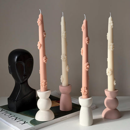Handmade Flower Soy Wax Taper Candle: Decorative Dinner Candle