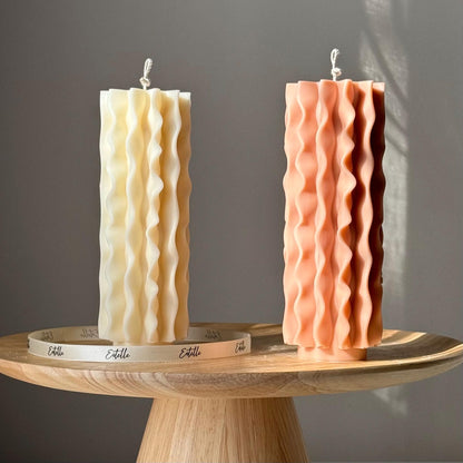 Geometric Soy Pillar Candle: Sculptural Home Decor