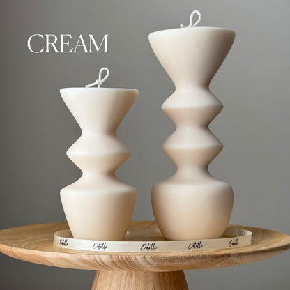 Hand Poured Soy Wax Candle Duo: Geometric Vase Pillar Candles