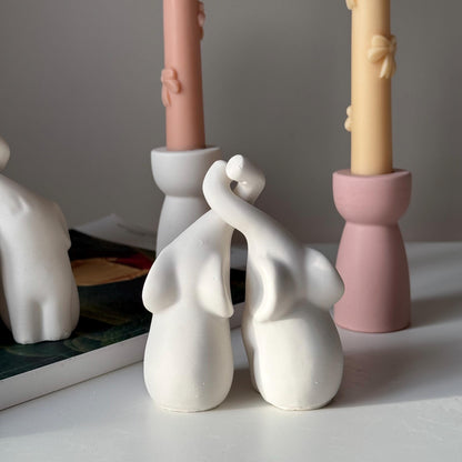 Couple d'éléphants en Jésmonite faits à la main | Décoration animale en pierre