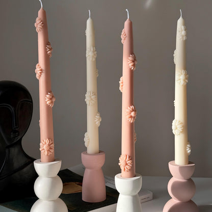Handmade Flower Soy Wax Taper Candle: Decorative Dinner Candle
