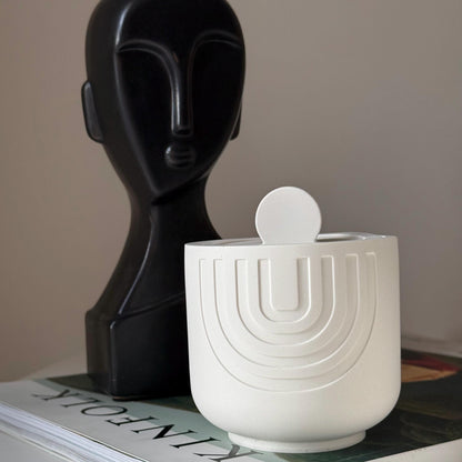 Geometric Soy Wax Candle in Jesmonite Jar: Handmade Scented Candle