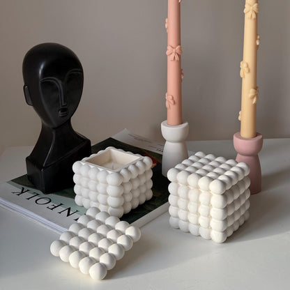 Bougie en cire de soja Bubble Jar | Récipient en Jesmonite, Faite à la main