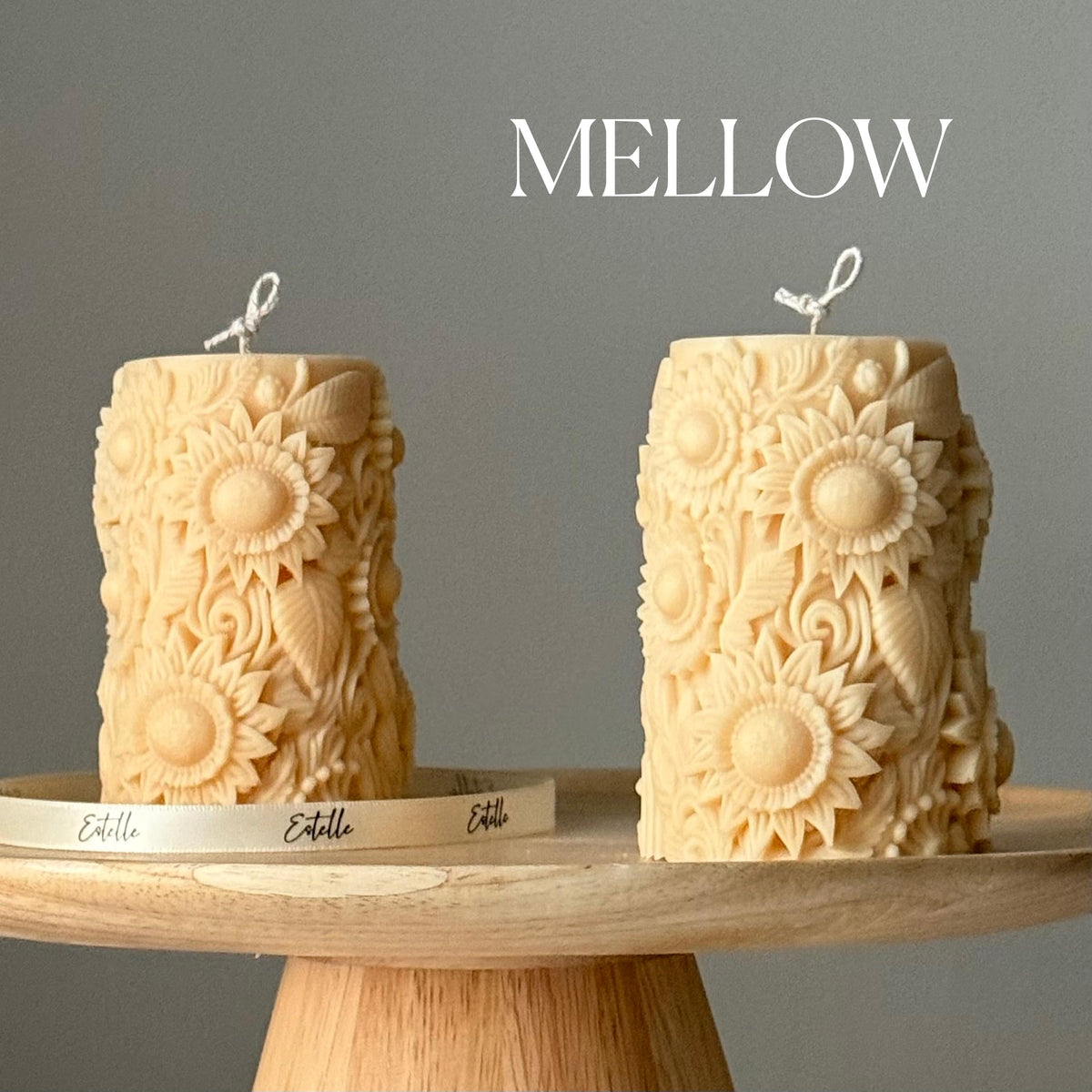 Handmade Sunflower Soy Pillar Candle: Home Decor Gift