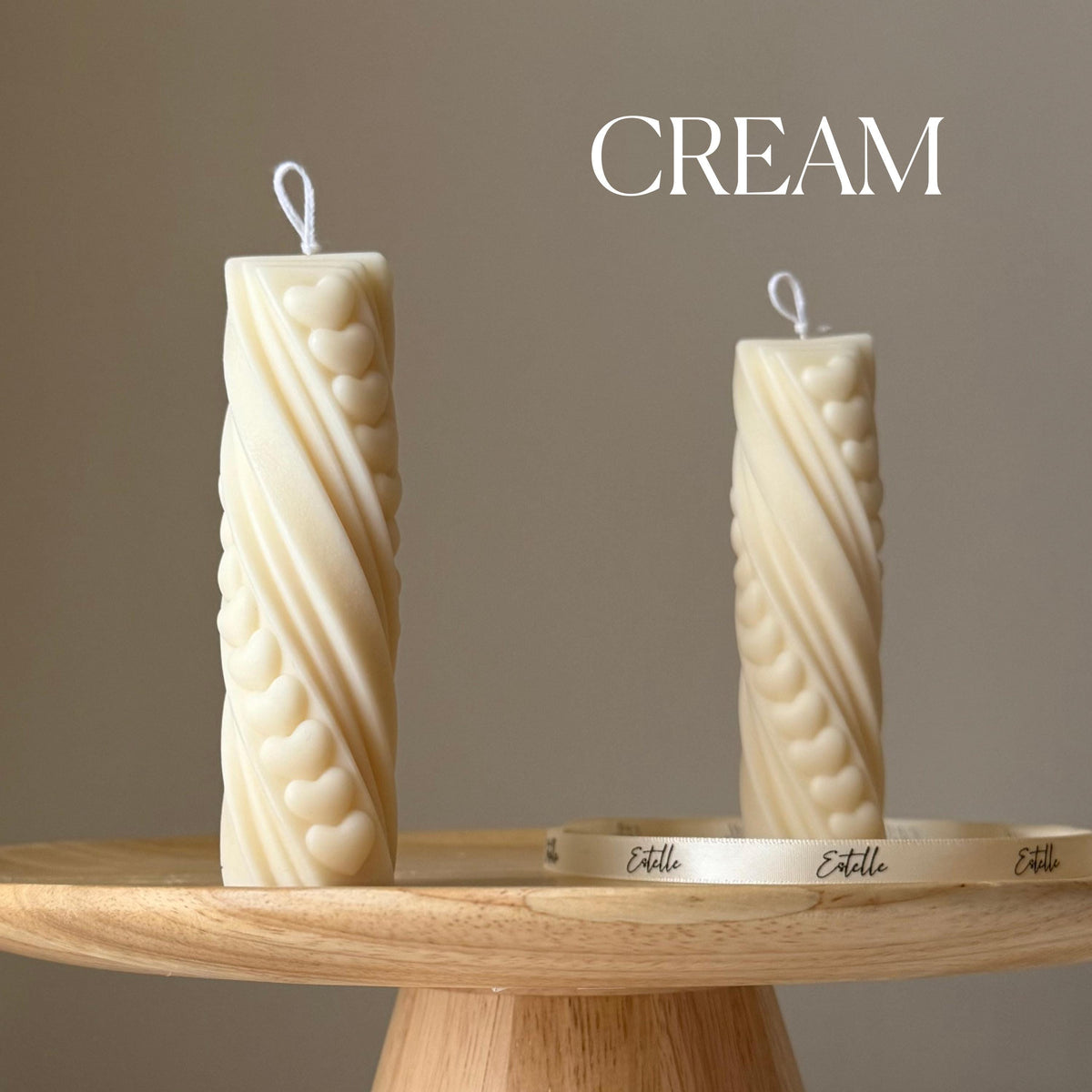 Tiny Hearts Soy Wax Pillar Candle: Handmade Sculptural Decor