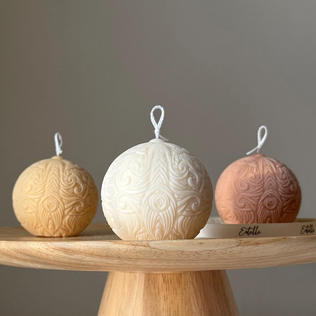 Bougie en cire de soja en forme de boule à motifs : Décoration d'intérieur faite à la main, Cadeau de pendaison de crémaillère