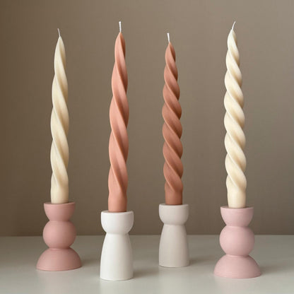 Spiral Soy Wax Taper Candle: Trendy Dinner Table Centerpiece
