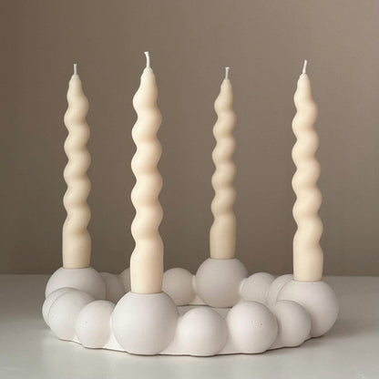 Bubbles Candlestick Holder: Jesmonite Taper Candle, Wedding Table Decor