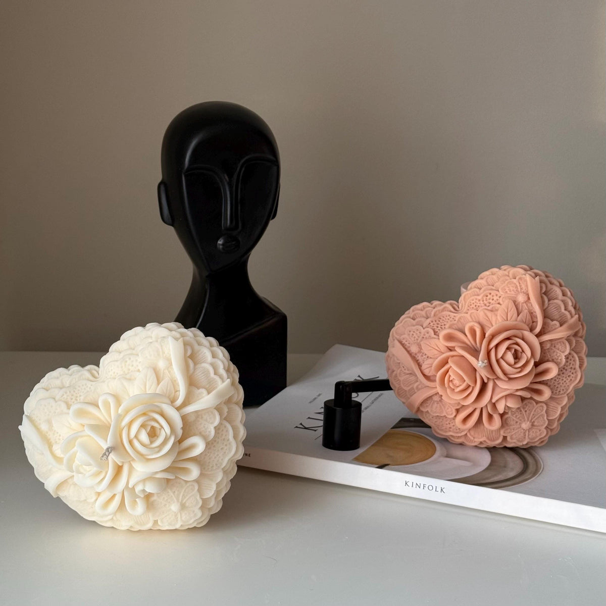 Bougie de Soja Cœur Fleuri : Cadeau Décoratif Fait Main