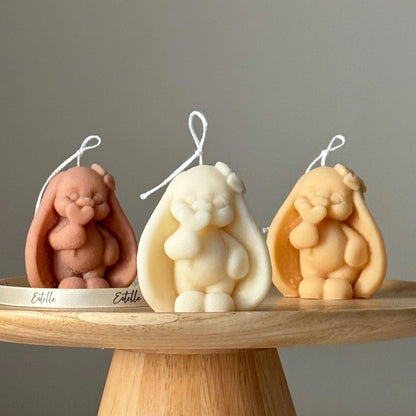 Petite bougie de soja Lapin : Décoration de Pâques artisanale