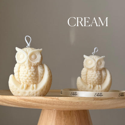 Moon Owl Soy Candle: Handmade Sculptural Home Decor