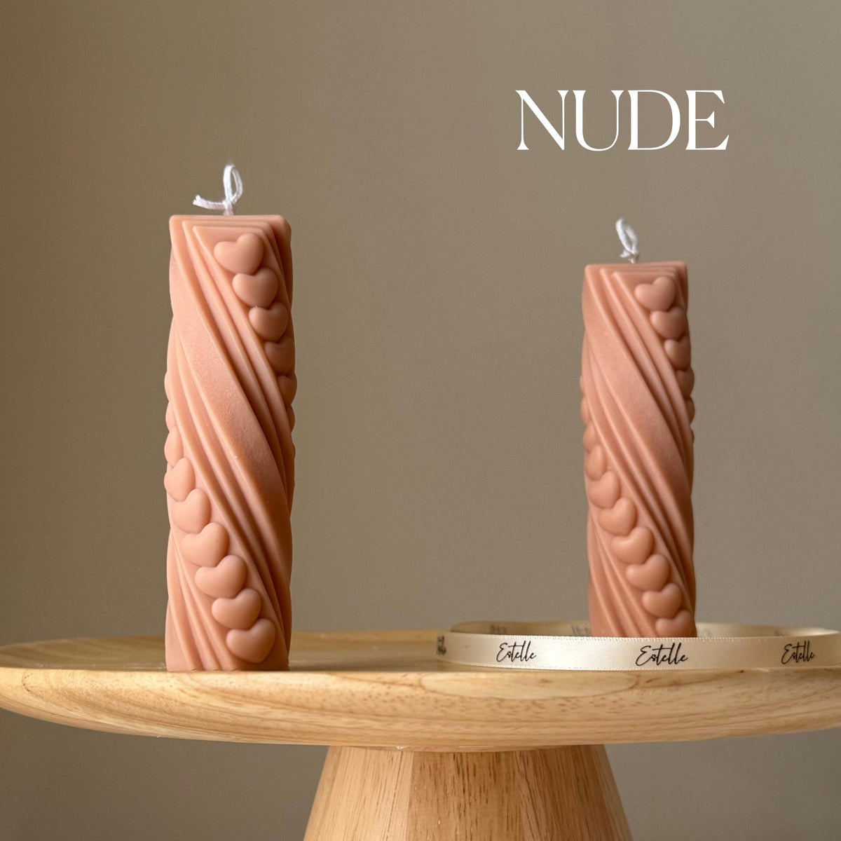 Tiny Hearts Soy Wax Pillar Candle: Handmade Sculptural Decor