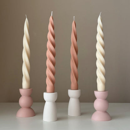 Spiral Soy Wax Taper Candle: Trendy Dinner Table Centerpiece