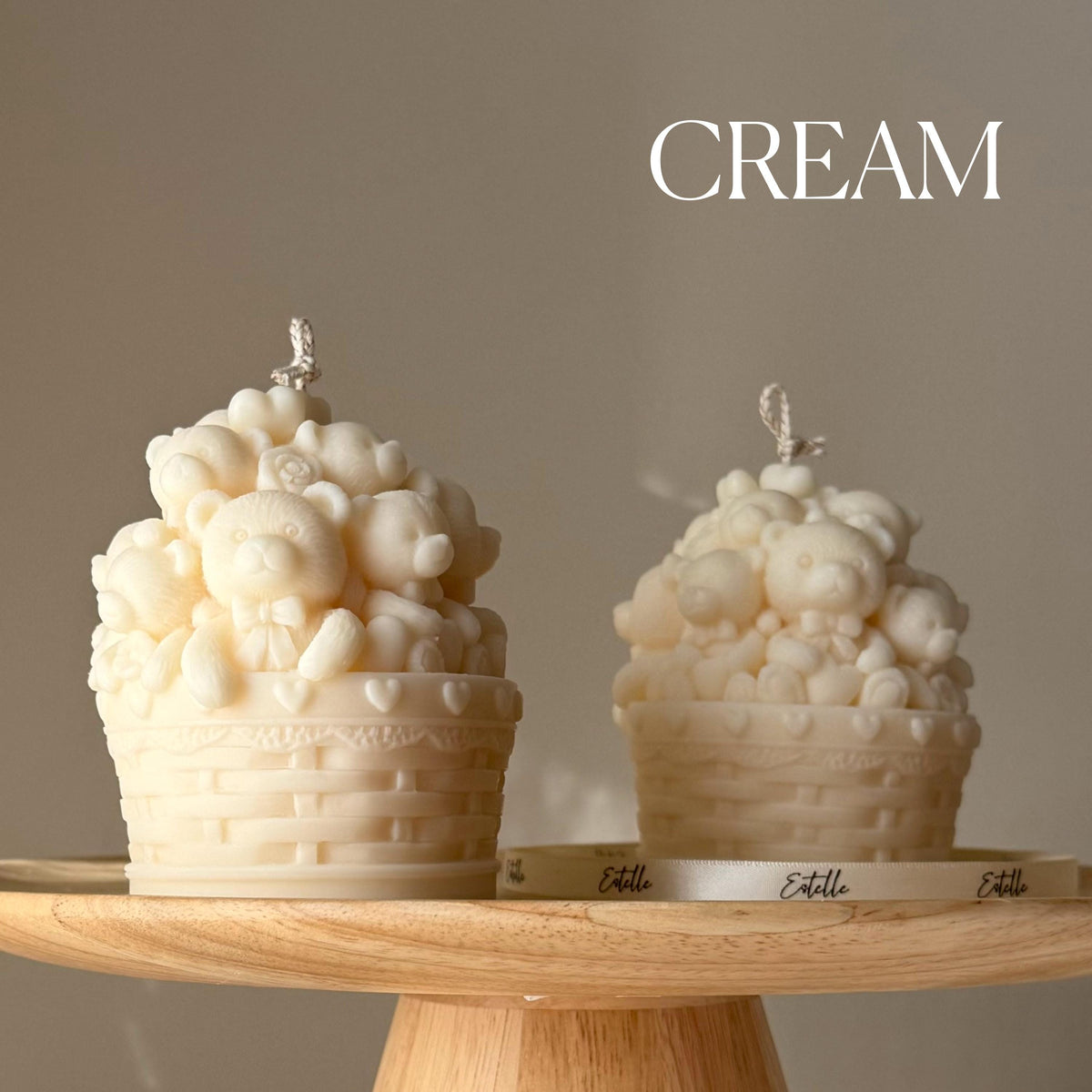 Teddy Bears Basket Candle: Shaped Soy Wax Candle, Home Decor
