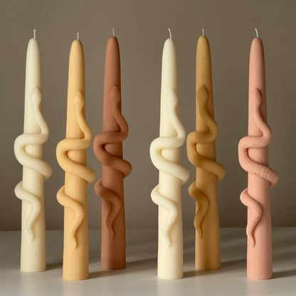 Snake Taper Soy Wax Candle: Decorative Column Pillar Candle