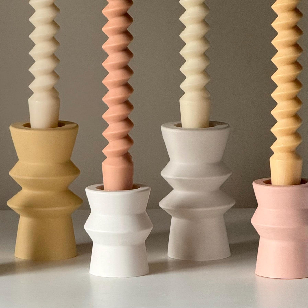 Bougie de table torsadée : Bougie de dîner artisanale en cire de soja