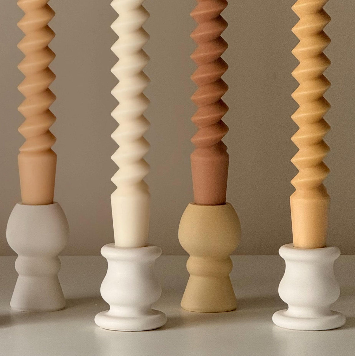 Bougie de table torsadée : Bougie de dîner artisanale en cire de soja