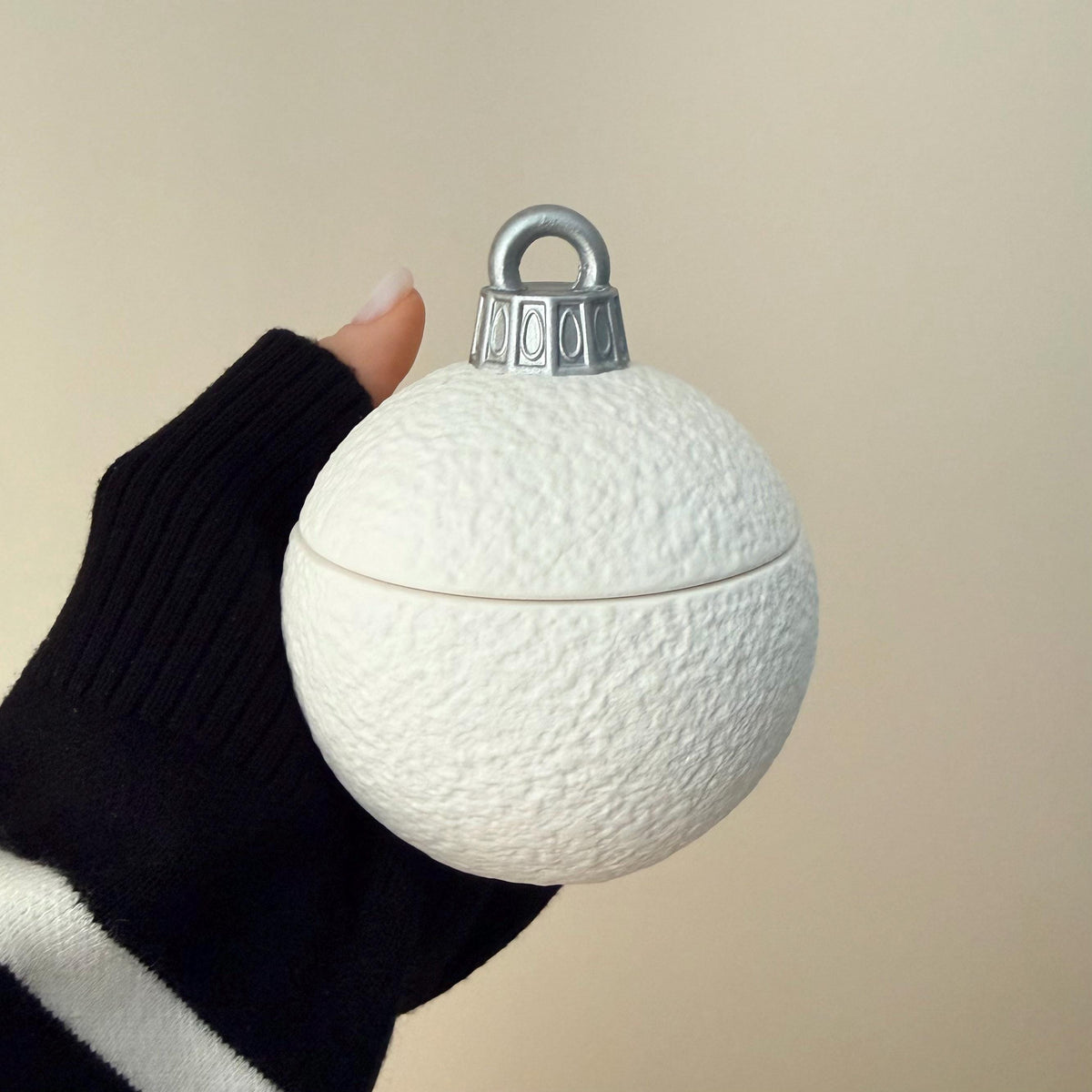 Bougie Ornement de Noël Hivernal – Décoration Sculpturale de Fêtes, Bougie Artisanale en Cire de Soja