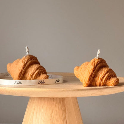 Bougie sculpturale en forme de croissant, Bougie décorative en forme de pâtisserie